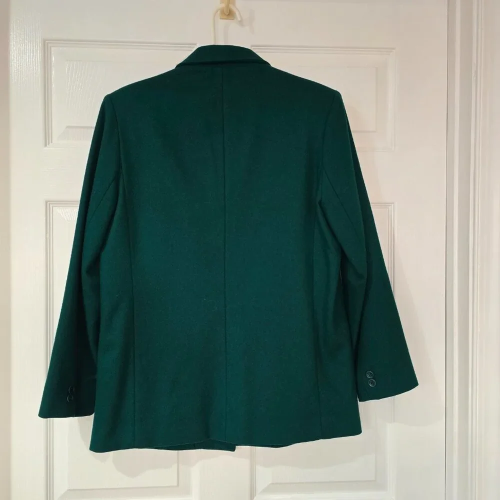 Dumas USA Women's 100% Wool Lined 1-Button Blazer Front Pockets Green Sz 6 - Picture 6 of 8